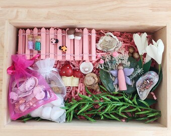Fairy Garden Kit In a Box | Fairy Key | Handcrafted Fairy | Pink Picket Fence