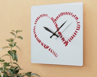 Horloge murale acrylique Seams to be Love - fan de baseball, décoration intérieure, cadeaux pour elle