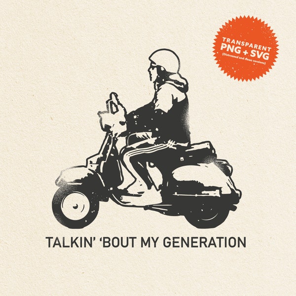 Talkin bout my generation MOD British graphic vector PNG we are the mods The Who Brighton England Vespa Scooter Moped Lambretta