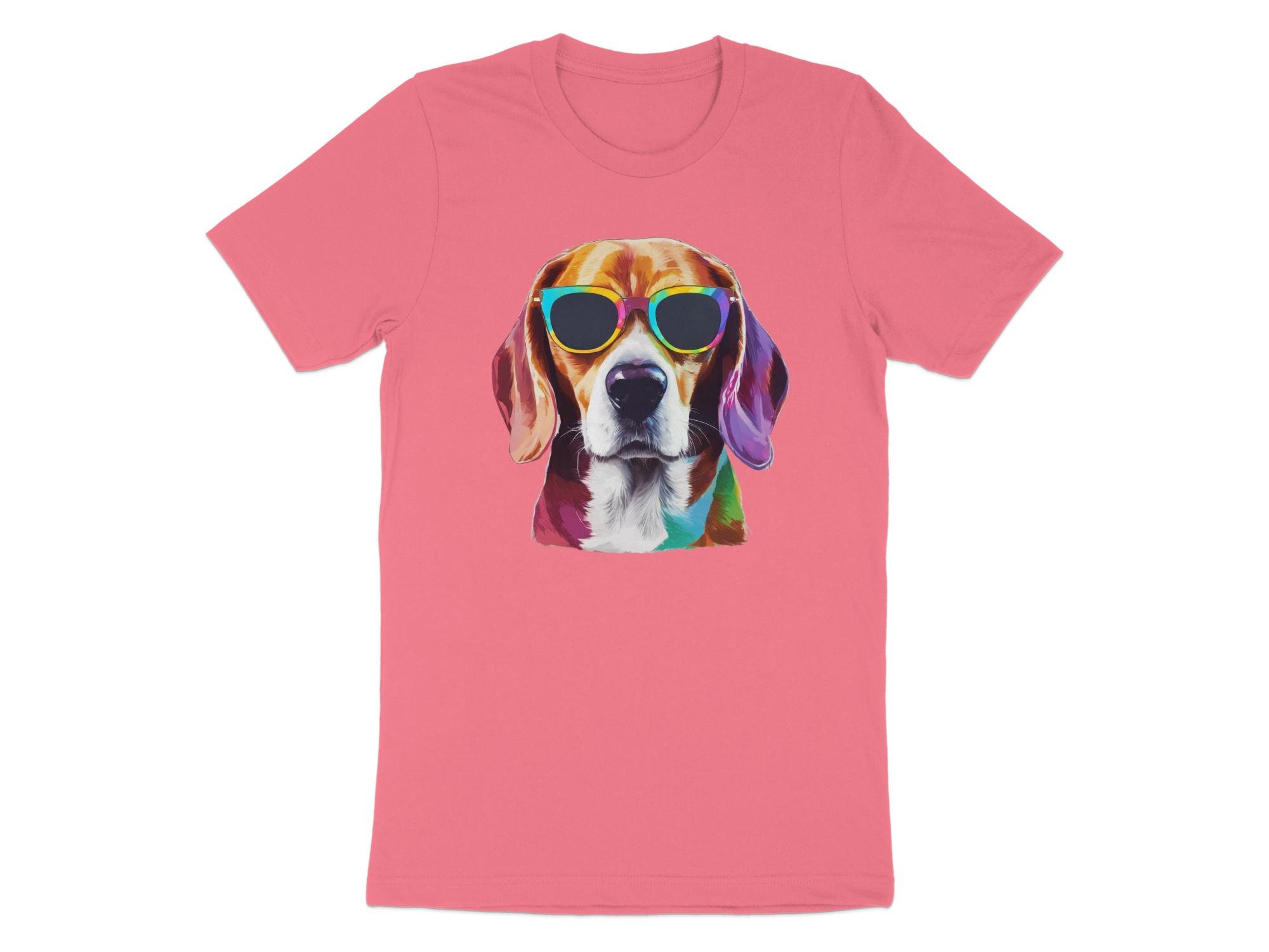 Colorful Dog With Sunglasses Tshirt, Funky Animal Graphic Tee, Unisex