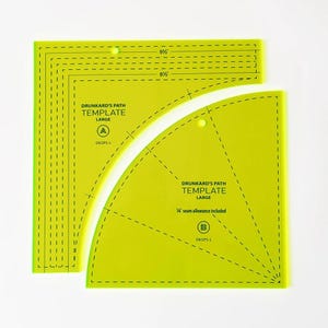 2Pcs Quilting Template Set, Drunkard’s Path with Seam Allowance, Acrylic Patchwork Ruler, DIY Sewing Accessories,DIY Garment Cutting Pattern