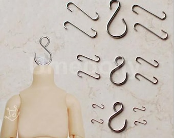 S Haken, 5 Stück, Metall, verschiedene Größen, Puppenhände Füße Kopf Anschlüsse, BJD machen Zubehör, Restringing Werkzeuge, Spielzeug Handwerk Montagematerial