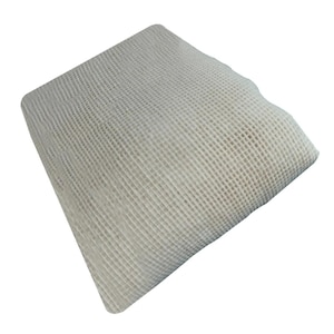 May include: A square-shaped, off-white textile piece featuring a distinct waffle-knit texture. The fabric displays a consistent grid-like pattern across its entire surface, creating a raised, three-dimensional appearance with small, uniform square indentations.