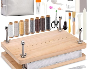 Bookbinding Materials Kit, Wood Metal, Cloth Bone Folder Awl Binding Needles Waxed Thread, Book Making, Journal Repair, Notebook Restoration