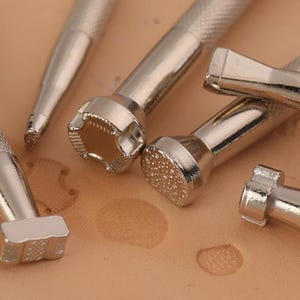 5Pcs Leather Hole Punch Set, Metal, Silver Black Finish, DIY Hollow Drilling Tools, Belts, Straps Leathercrafts Projects Cutting Accessories