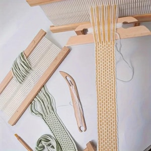 Kit navetta per tessitura, 12 pezzi, in legno di faggio, impugnature comode con design smussato, strumenti per infilare la bobina, arti tessili in fibre, telai da cucito