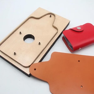 Fustella per porta carte in pelle, legno e metallo, strumento per punzonatura e goffratura della pelle, modello per creazione di portafogli, stencil da taglio, stampi per lavorazione della pelle