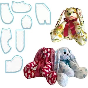 Memory Bunny Sewing Template, Transparent Acrylic, Stuffed Animal Quilting Pattern W/ Instructions, Beginners DIY Fabric Doll Making Toolkit