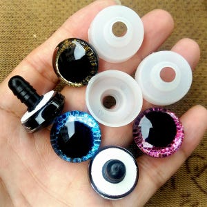 Doll 3D Glitter Trapezoid Safety Eyes, 20pcs, Plastic, Various Sizes, Crochet Toy Plush Crooked Pupils, Amigurumi Stuffed Making Accessories
