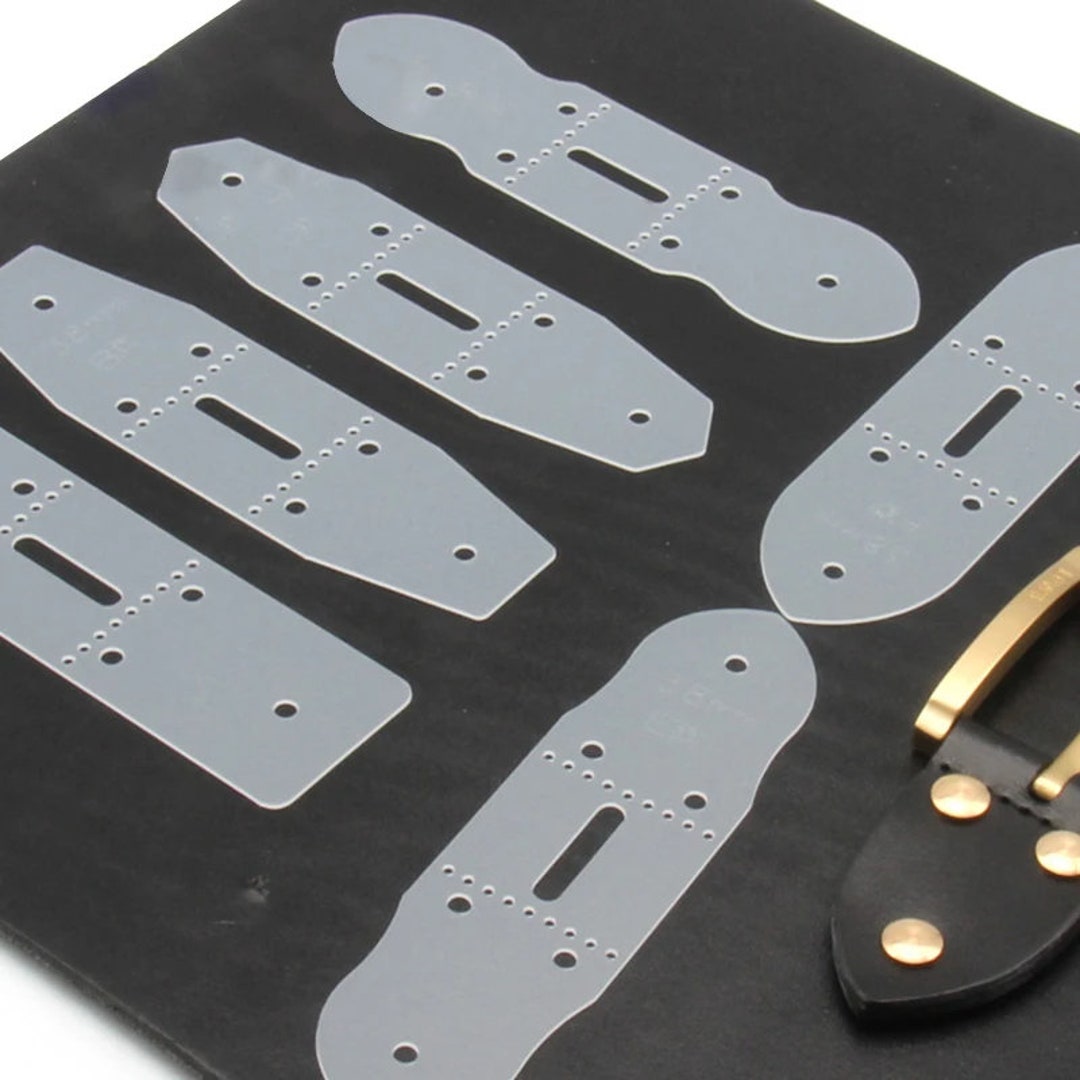 Leather Belt Punch Hole Template, 6pcs, PVC Plastic, Various Sizes