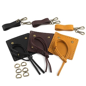 DIY Woven Leather Bag Strap Bottom Set, Handbag Kit W/ Hardware Accessories, Crochet Shoulder Crossbody Tote Crafting Component Purse Making