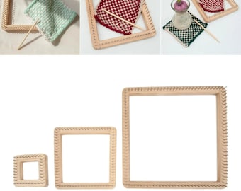 Square Knitting Loom, Wood Needlework Crochet Pegs Pin Weaving Loom, DIY Board Accessories Multifunctional for Hats, Toys, Scarf, Sock, Kids