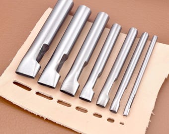 Perforatrice ovale per pelle, acciaio n. 45, varie misure, perforatrice per lavori artigianali, accessori per la realizzazione di cinture, borse e portafogli in pelle, strumenti per fustellatura fai da te