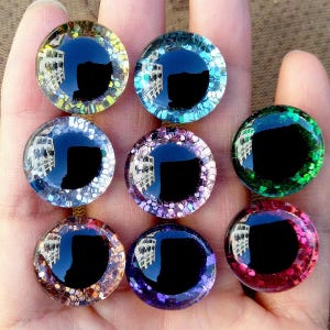 Doll Making Accessories, 10 Pairs, Plastic, Plush Toy Safety Eyes, Rainbow Glitter Color, With Back Washer, Bear Amigurumi Crafting Eyeballs