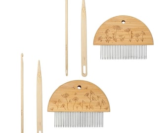 Weaving Comb Set, Hair Braiding Tools, Hand Looms Stick, Wooden Tapestry Weaving Comb, Knitting Loom Accessories, Tapestry Beater for Looms
