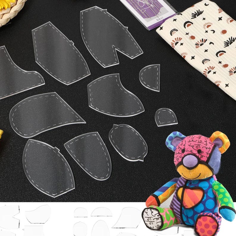 Memory Bear Template Ruler Set, Transparent Acrylic, Various Sizes ...