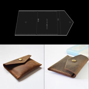 Card Holder Template, Transparent Acrylic, Coin Purse Making, Leathercraft Pattern Stencil, Small Wallet Cutting Guide, Leatherworking Tools