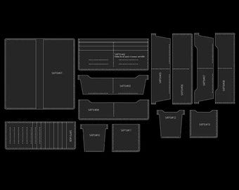 Long Wallet Making Templates, 13Pcs, Transparent Acrylic, DIY Leather Pattern Mold, Leathercraft Stencil, Sewing Accessories, Crafting Tools