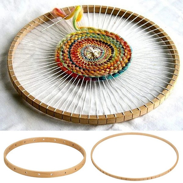 Métier à tricoter rond en bois de hêtre, outils de tissage pour tentures murales faites main à la maison, outil de bricolage artisanal pour la maison, métier à tisser circulaire