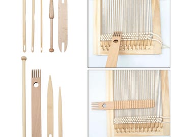 9Pcs Weaving Loom Tools Set, Wooden Shuttle, Crochet Needle, Tapestry, Knitting Equipment, DIY Craft, Scarves Hat Blanket Project Making Kit