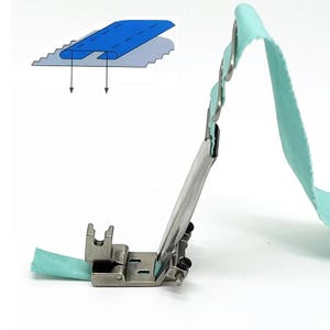 Sewing Machine Presser Foot, Steel, Industrial Double Needle Chainstitch Attaching Folder, Upholstery Garment Stitching Repair Accessories