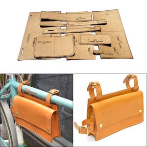 Modello di cucito per marsupio in pelle, carta kraft, modello di stencil fai da te per la lavorazione della pelle, stampo da taglio riutilizzabile, accessori per kit da cucito per borse da bicicletta