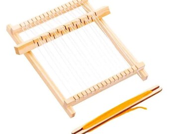 Small Weaving Loom for Beginner 4Pcs Set, Wooden Weaving Knitting Shuttle Loom, Tapestry Hand-Knitted Machine, DIY Craft Tool Weaving Lovers