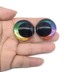 Cartoon Glitter Safety Eyes for Dolls, 10 Pairs, Plastic, Plush Toy Eyeball, Rainbow Color With Back Washer Bear Amigurumi Crafting Material