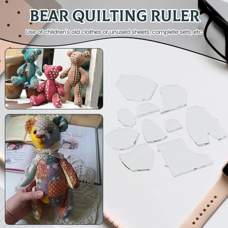 Memory Bear Template Ruler Set, Transparent Acrylic, Various Sizes ...