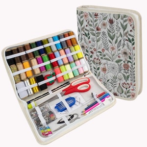 Kit de costura, juego completo de accesorios, kit de herramientas multifuncional para bricolaje, kit de acolchado compacto, portátil, para viaje, herramientas de costura y bordado.