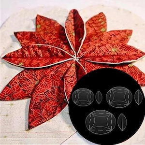 May include: A set of six quilting templates in the shape of leaves and diamonds. The templates are made of clear plastic and have lines etched into them. The templates are shown on a black background.