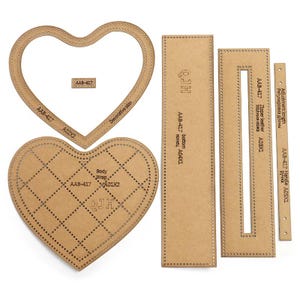Modello per borsa a tracolla in pelle, 6 pezzi, acrilico/carta kraft rigida, stencil con motivo a forma di cuore e amore, accessorio per cucire borse