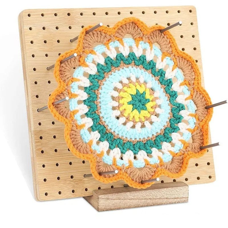 ★ codegraphy★ Block core jacquard color blocking round kn 4 / 7.7 / 9 Inch Wooden Blocking Board for Granny Squares