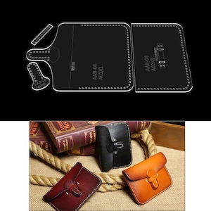 Leather Cardholder Stencil, 4pcs, Clear Acrylic, Business Card Case Coin Purse Making Template, Sewing Pattern, Reusable Craft Cutting Tools