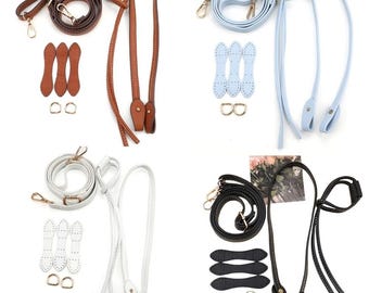 Woven Drawstring Shoulder Bag Kit, 8pcs, Leather, Replacement Crochet Bucket Handbag Handle, Knitting Backpack Beam Pocket Parts Accessories