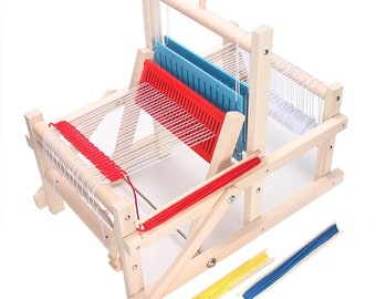 Table Loom Kit, Mini Spinning Knitting Machine, DIY Making Wooden Weaving Loom for Adult Student Children's Hand-woven Educational Toy, Gift