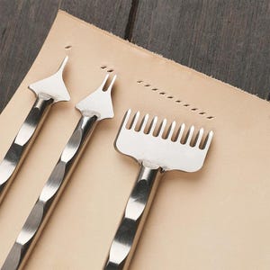 Leather Stitching Punch Tool, Stainless Steel, 1/2/10 Prong Lacing Chisel, Hole Punching, Sewing Accessory, DIY Leathercraft Cutting Puncher