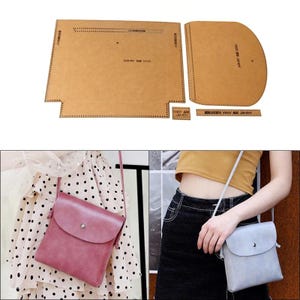 Molde para mini bolsa carteiro, molde para costura em couro e papel kraft, estênceis de corte funcionais e elegantes, acessórios para artesanato