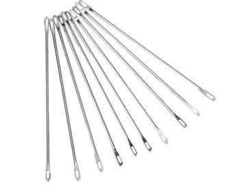 10 pcs 9cm / 3.54inch Double Eyed Transfer Needle for Knitting Machine, Knitting Needles, DIY Handmade Craft, Sweater Sewing Tool Accessory