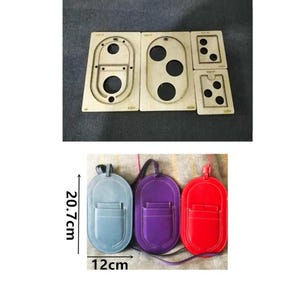 Stampo per coltello per sacchetti di carta, 4 pezzi, base in legno, lama in acciaio giapponese, foro per cucitura, punzonatura fai da te per pelletteria, comune macchina fustellatrice adatta