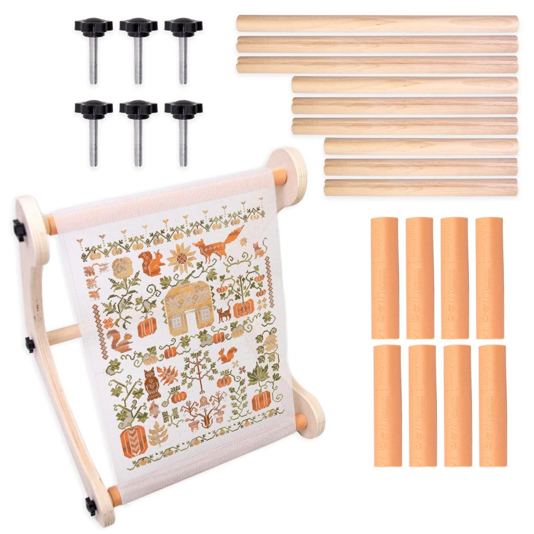 Embroidery Table Stand, Wooden Adjustable L-shaped, Scroll Frame With ...
