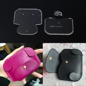 Mini Brieftasche Schablone Vorlagen, 3er Set, klares Acryl, Schnittmuster, Leder Geldbörse machen Leathercraft Schneidform, DIY Kartenhalter