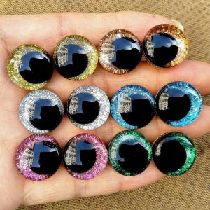 3D Glitter Trapezoid Safety Eyes, 20pcs, Plastic, Various Sizes, Colorful Amigurumi Plush Toys Felt Knitting Stuffed Animal Making Accessory