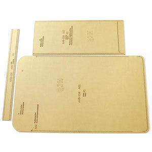Modelo de envelope de documento de couro, 3 peças, papel kraft/acrílico, estênceis de padrão de couro, acessórios para fazer bolsas de personalidade da moda masculina