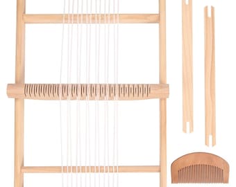 Kits de telar, madera de haya, herramientas multiusos, marco de urdimbre ajustable con barra de lizo, tablero de tejido de tapices DIY, arte textil para niños principiantes