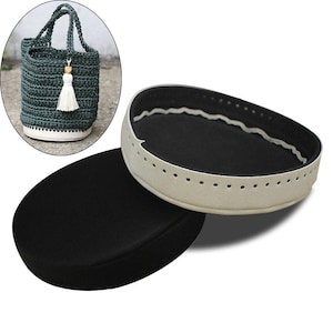 Round Bag Base, PU Leather, DIY Knitted Bucket Handbag Bottom, with Pre-Punched Holes, Crochet Tote Craft Making, Basket Weaving Accessories