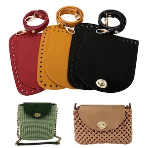 3pcs Crochet Bag Base Strap Set, Faux Leather, Various Color Option, Shoulder Handbag Bottoms, Backpack Making Accessory, Knitting Materials