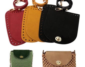 3pcs Crochet Bag Base Strap Set, Faux Leather, Various Color Option, Shoulder Handbag Bottoms, Backpack Making Accessory, Knitting Materials