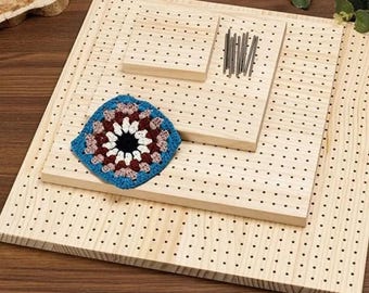Crochet Blocking Boards, 4/8Pcs Stainless Steel Rods, Wooden Square, Various Sizes, Weaving Accessories, Portable Knitting Yarn  Craft Tools