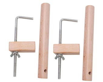 Weaving Loom Pegs Set, 2Pcs, Wooden Desk Warping Clamp, Multipurpose DIY Jig Jewelry Bracelet Maker, Braiding Equipment,Knitting Device Tool